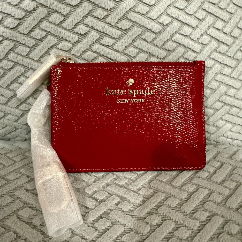 NEW! Kate Spade Red Card Holder with key ring